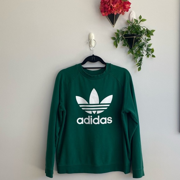 SWEATSHIRT ADIDAS TREFOIL CREWNECK in Collegiate Green Small - Picture 11 of 12